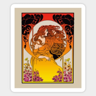 Art Deco Lady (orange) Magnet